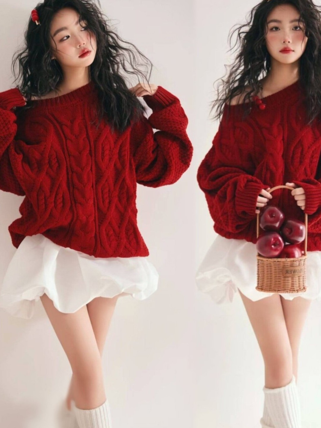 Photography Online - Czerwony Sweter Dziewczyna Studio Sztuka Zdjęcie